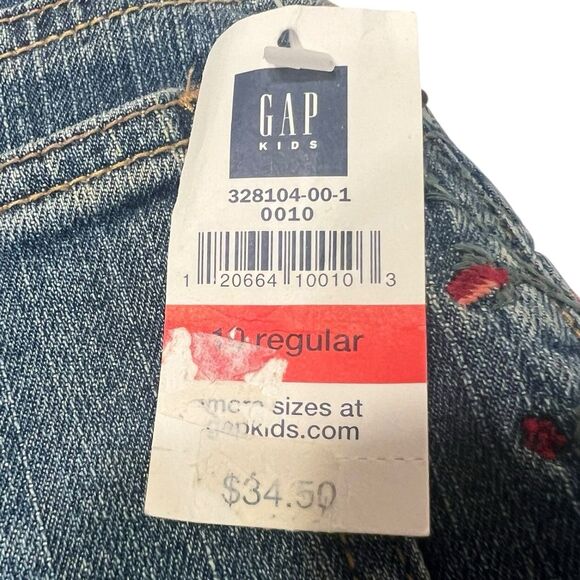 Gap Kids Denim Skirt 10 Regular Embroidered Roses Y2K Vintage Adjustable Waist - Picture 12 of 13